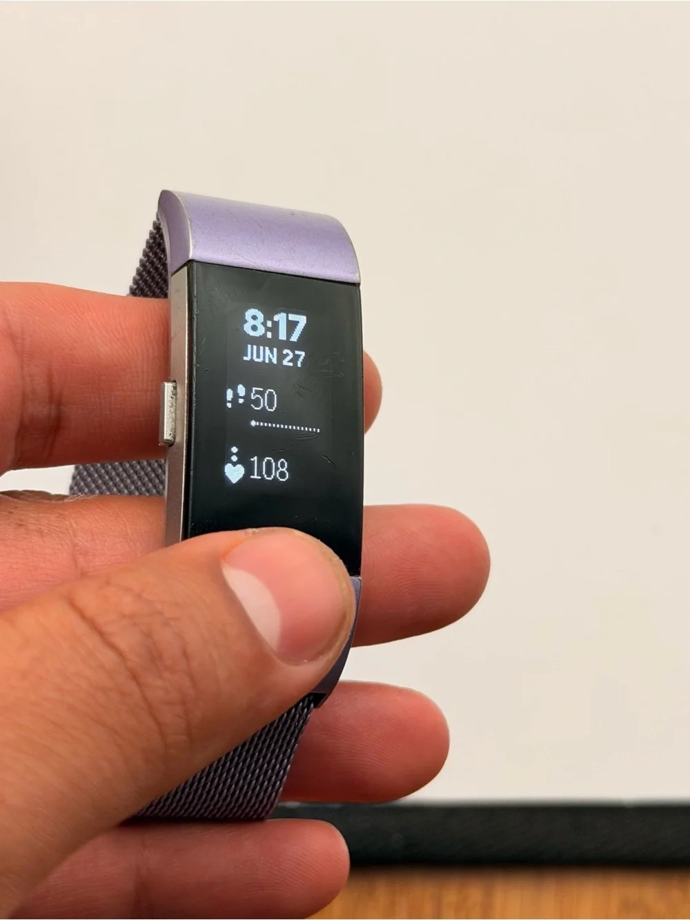 Fitbit Charge 2, Tested, Purple Mesh Ban, Charger Included, Good Con, Smartwatch